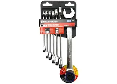 Powerbuilt 7 piece sae 100 tooth ratcheting wrench set
