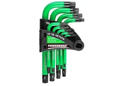 Powerbuilt 9 piece short arm tamper-proof torx key wrench set