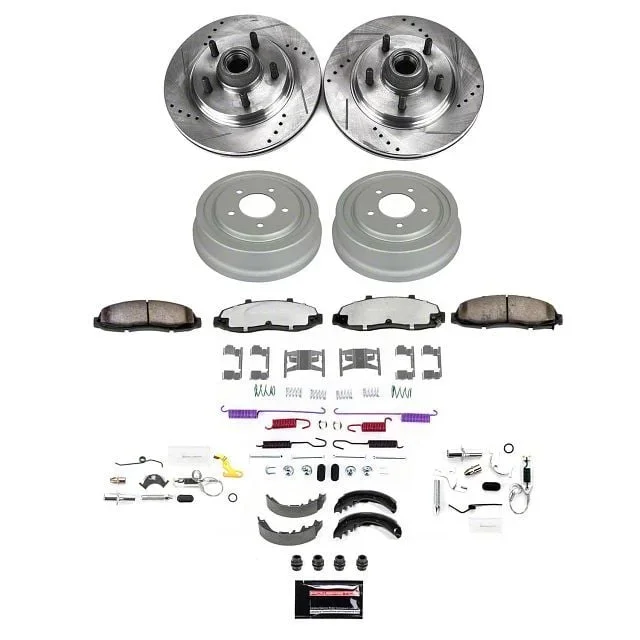 PowerStop Z36 Extreme Truck and Tow 5-Lug Brake Rotor, Pad and Drum Kit; Front and Rear (01-02 2WD F-150 w/ Rear Drum Brakes)Find parts that fit my vehicle