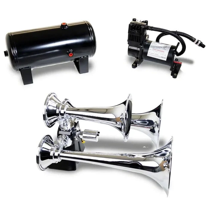 ProBlaster ABS Triple Train Horn System; Chrome (Universal; Some Adaptation May Be Required)