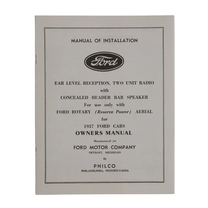 Radio Owners Manual • 1937 Ford