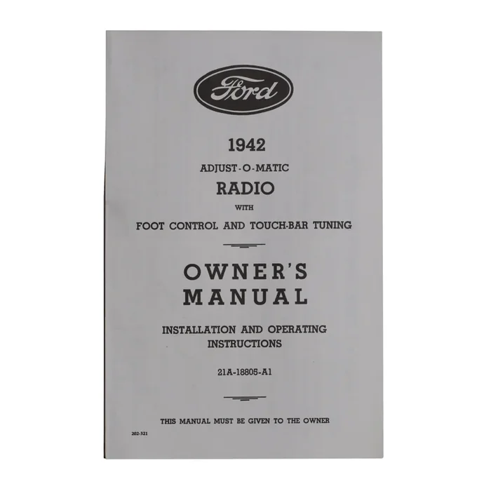 Radio Owners Manual • 1942 Ford