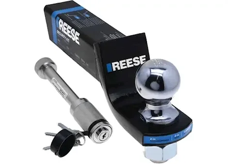 Reese Tactical Trailer Hitch Ball Mount Security Kit With Ball and Receiver Lock, 2-in. Square Shank 21650