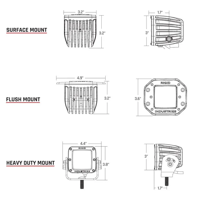 RIGID Spot E-Mark Surface Mount Pair D-Series Pro