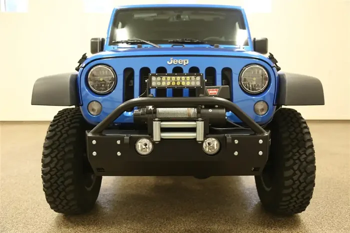 Rock Hard 4×4 Patriot Series Grille Width “Stubby” Front Bumper for Jeep Wrangler JK 2007 – 2018 [RH-5001-B]