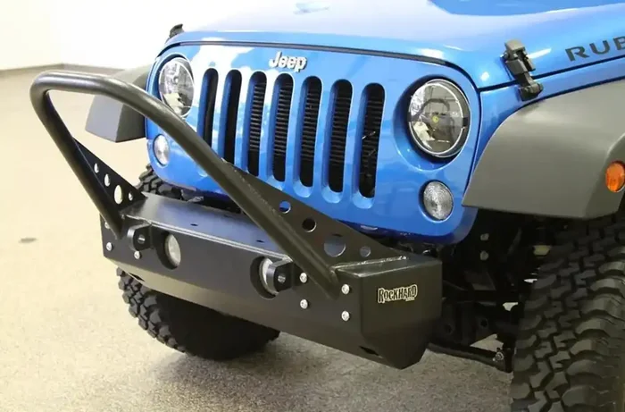 Rock Hard 4×4 Patriot Series Grille Width “Stubby” Front Bumper w/ Stinger for Jeep Wrangler JK 2007 – 2018 [RH-5007]