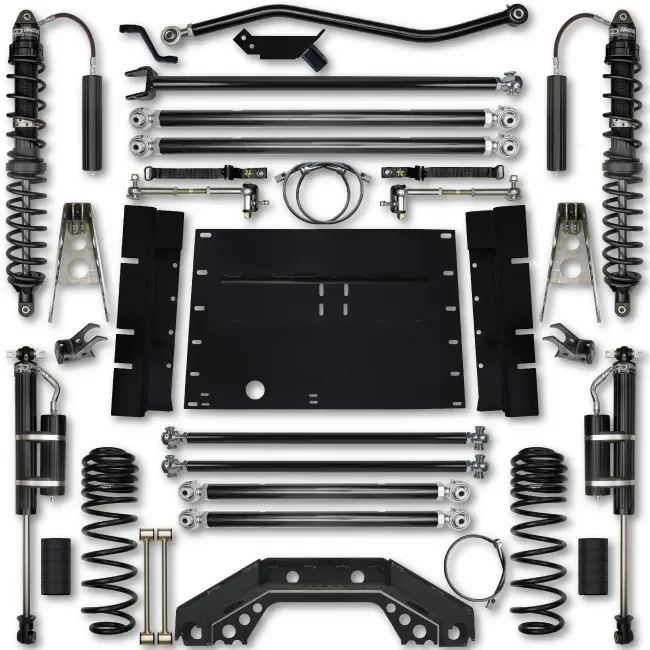 Rock Krawler TJ 4.5″ X Factor Long Arm Stg 2 Lift Kit w/ Remote Reservoir Coilover Shocks for 97-02 Jeep Wrangler TJ