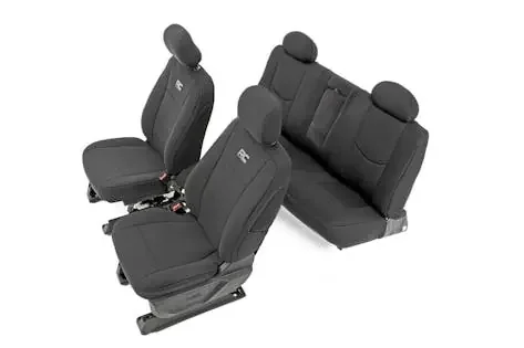Rough Country 91025 Chevy Neoprene Front & Rear Seat Covers Black [14-18 Silverado 1500]