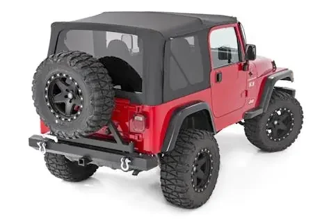 Rough Country RC85350.35 Jeep Replacement Soft Top Black (97-06 TJ Wrangler Half Steel Doors)