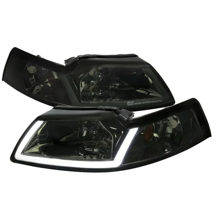 Spec-D Headlights Ford Mustang SN95 (99-04) LED Bar – Black / Chrome