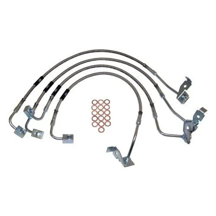 Stainless Steel Brake Hose Kit for 07-10 Jeep JK Wrangler w/ Up to 6″ Lift
