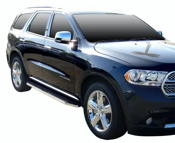 Steelcraft STX100 Running Boards for 2011-2022 Dodge Durango (No Drilling/Cutting Required) Black/Stainless Trim