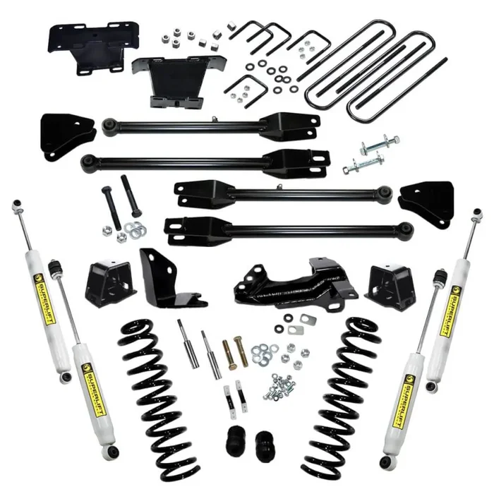 SuperLift 4″ Lift Kit For 2005-2007 Ford F-250 and F-350 Super Duty 4WD – Diesel Engine – with a 4-Link Conversion and Superide Shocks