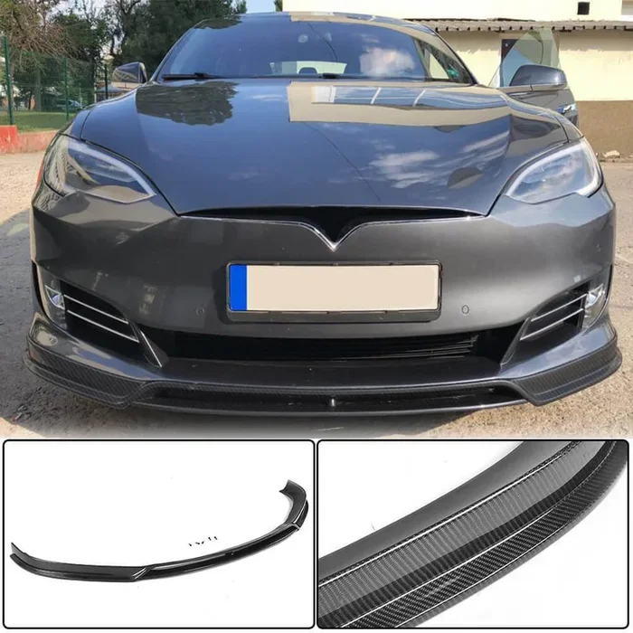 Tesla Model S Sedan 2016-2020 Front Bumper Lip Carbon Fiber