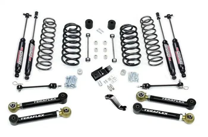 TJ 4″ Lift Kit w/ 4 Lower FlexArms, Trackbar & 9550 Shocks