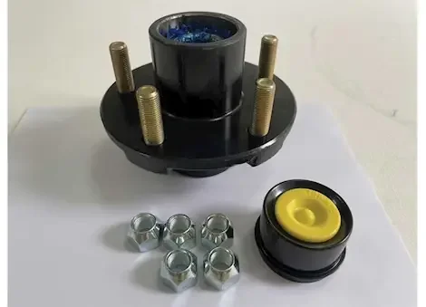Tow-Rite Idler hub 5-4.5 bc 2k kit, bearing 1in l44643/l44610, 1/2 stud, pre-greased – boxed