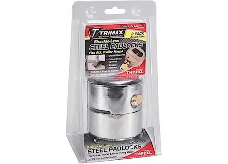 Trimax Locks “hocky puck” internal shackle trailer door lock – re-keyable expanded opening(use w/thsp2c) 2 pack