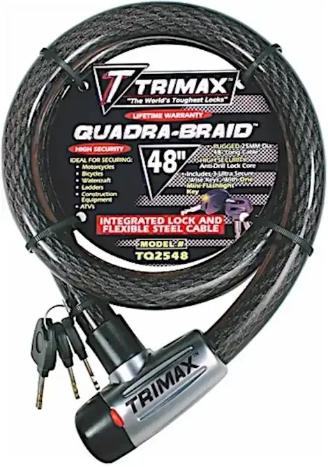 Trimax Locks Trimaflex integrated keyed cable lock 48in(l) x 25mm