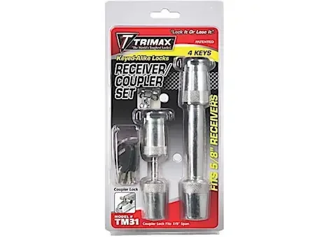 Trimax Locks Trimax 5/8 receiver lock and coupler lock- keyed a