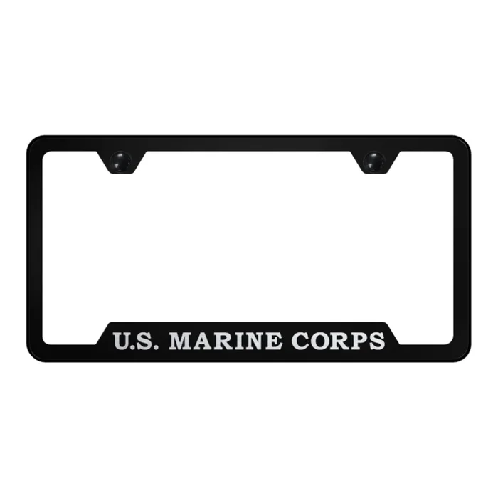 U.S.M.C. Script Cut-Out Frame – Laser Etched Black