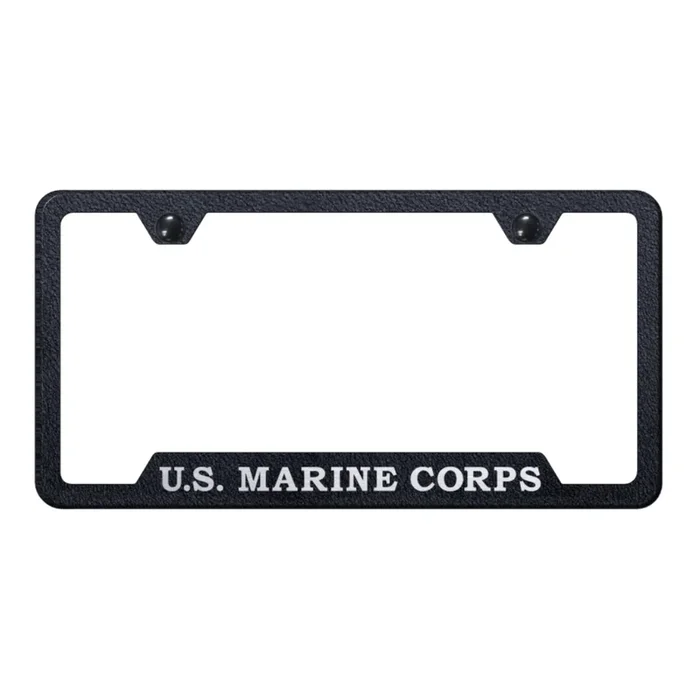 U.S.M.C. Script Cut-Out Frame – Laser Etched Rugged Black