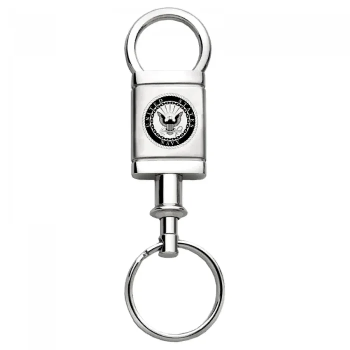 U.S. Navy Satin-Chrome Valet Key Fob – Silver
