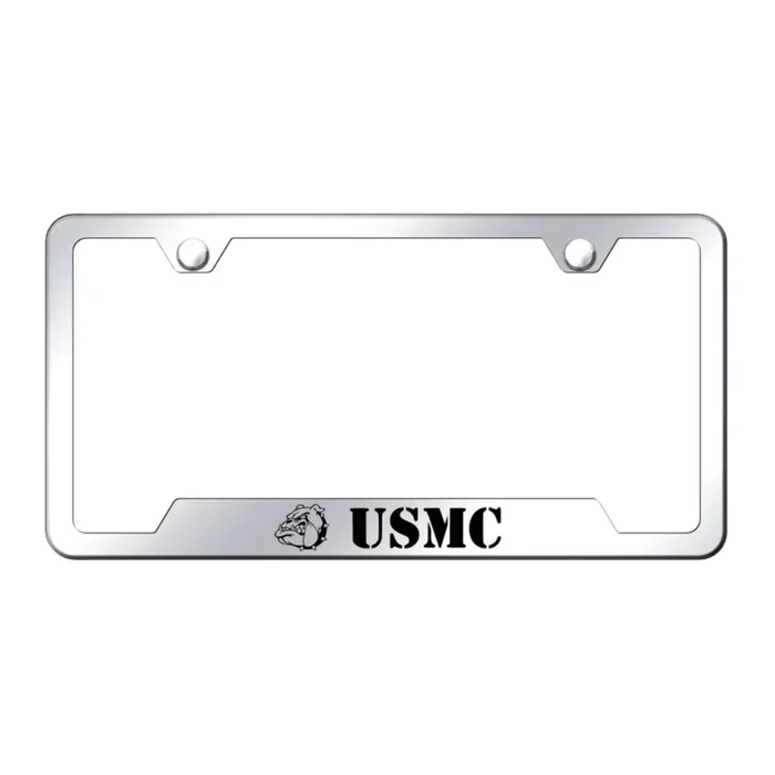 USMC Bulldog Head Cut-Out Frame – Laser Etched Mirrored