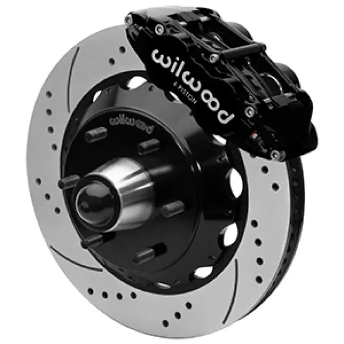 Wilwood 63-87 C10 FNSL6R Front Big Brake Brake Kit 14in drill/slot 6×5.5 BP for drop spindles – Blk