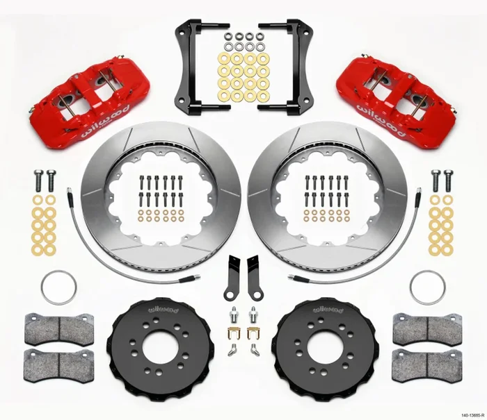 Wilwood AERO6 Front Hat Kit 14.00 Red 2005-2014 Mustang w/ BMR Suspn. w/Lines – 140-13685-R