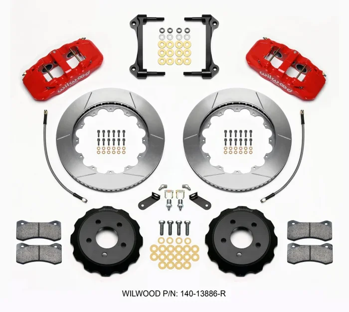 Wilwood AERO6 Front Hat Kit 14.00 Red 2015-Up Mustang w/Lines – 140-13886-R