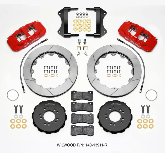 Wilwood AERO6 Front Hat Kit 15.00 Red 2014-up Corvette C7 w/Lines – 140-13911-R