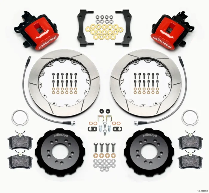 Wilwood Combination Parking Brake Rear Kit 12.88in Red 2013-Up Ford Focus ST w/ Lines – 140-13031-R