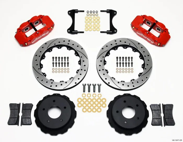 Wilwood Narrow Superlite 4R Rear Kit 12.88in Drilled Red 65-82 Corvette C2/C3 – 140-10471-DR
