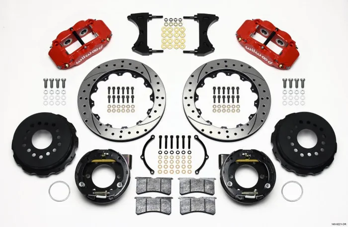Wilwood Narrow Superlite 4R Rear P-Brk Kit 12.88in Drill Red 2005-2014 Mustang – 140-9221-DR