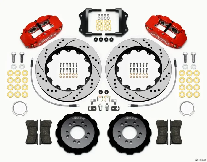 Wilwood Narrow Superlite 6R Front Hat Kit 14.00in Drill Red 2013-Up Ford Focus ST w/ Lines – 140-13019-DR