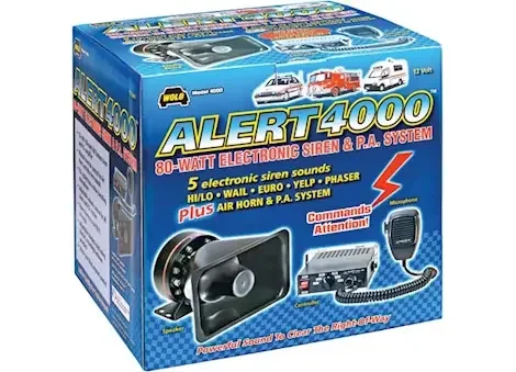 Wolo Manufacturing Corp. Alert siren & speaker system electronic siren powerful (3)tone 80watt & pa system