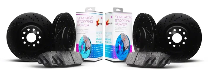 Xbrakes Xi Series 6-Lug Brake Rotor and Pad Kit; Front and Rear; Black (04-08 4WD F-150)Find parts that fit my vehicle