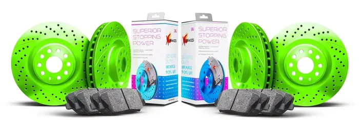 Xbrakes Xi Series 6-Lug Brake Rotor and Pad Kit; Front and Rear; Green (04-08 4WD F-150)Find parts that fit my vehicle